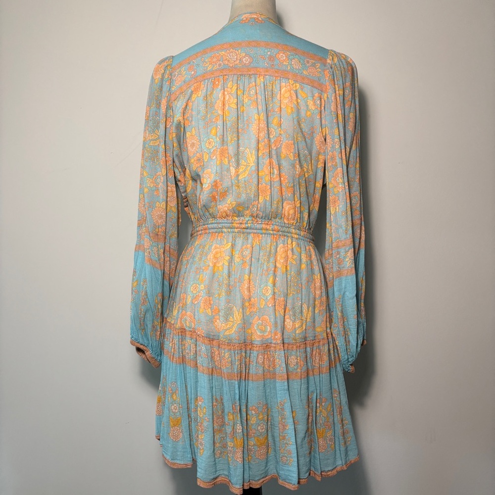 Spell Resort Wear Orange and Blue Bishop Sleeve Sundress - Picture 5 of 6